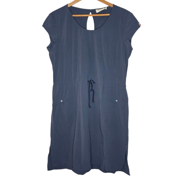 FJALLRAVEN High‎ Coast Midi Dress Jersey Cotton Cap Sleeves Scoop Blue XL - Picture 1 of 7